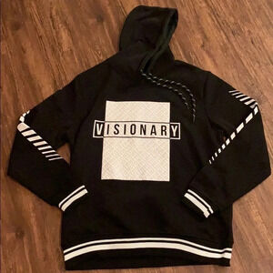 Modern Culture Visionary Graphic Black Hoodie Men’s Large NWT